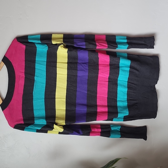 Kirra Striped V Neck Long Sleeved Lightweight Sweater Size L - Picture 3 of 3